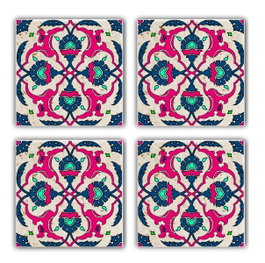 Hermia Set de 4 Posavasos de Piedra Natural Multicolor